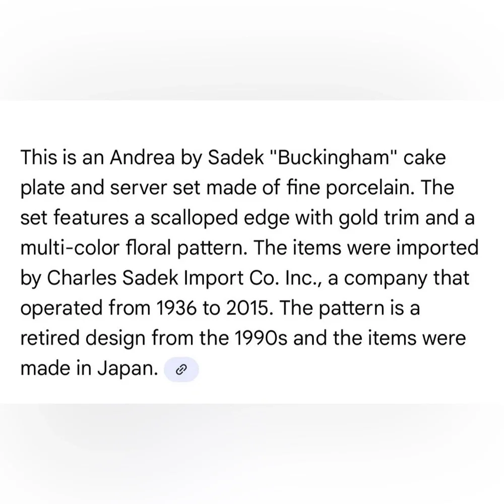 Vintage Andrea by Sadek Buckingham 10" Porcelain Cake Plate & Server JAPAN - Picture 13 of 13